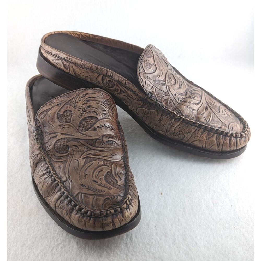Cole Haan Wmns 7b Slides Open Back Tooled Leather… - image 1